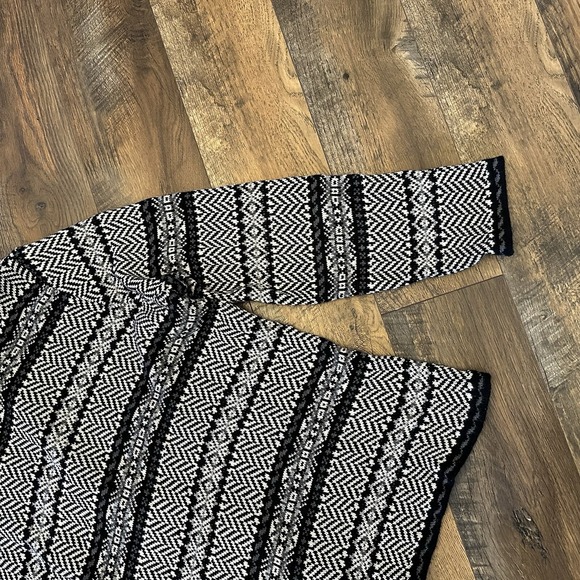 Chaps Women Cardigan Sweater XXL Black Southwestern Aztec Geometric Open Front - Picture 9 of 11